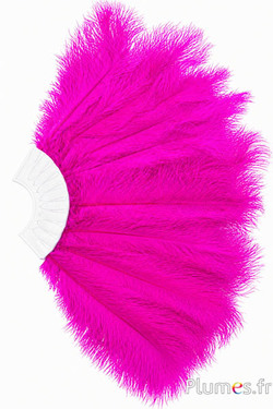 Ventaglio di piume di struzzo - 20 piume, pelle bianca - fucsia